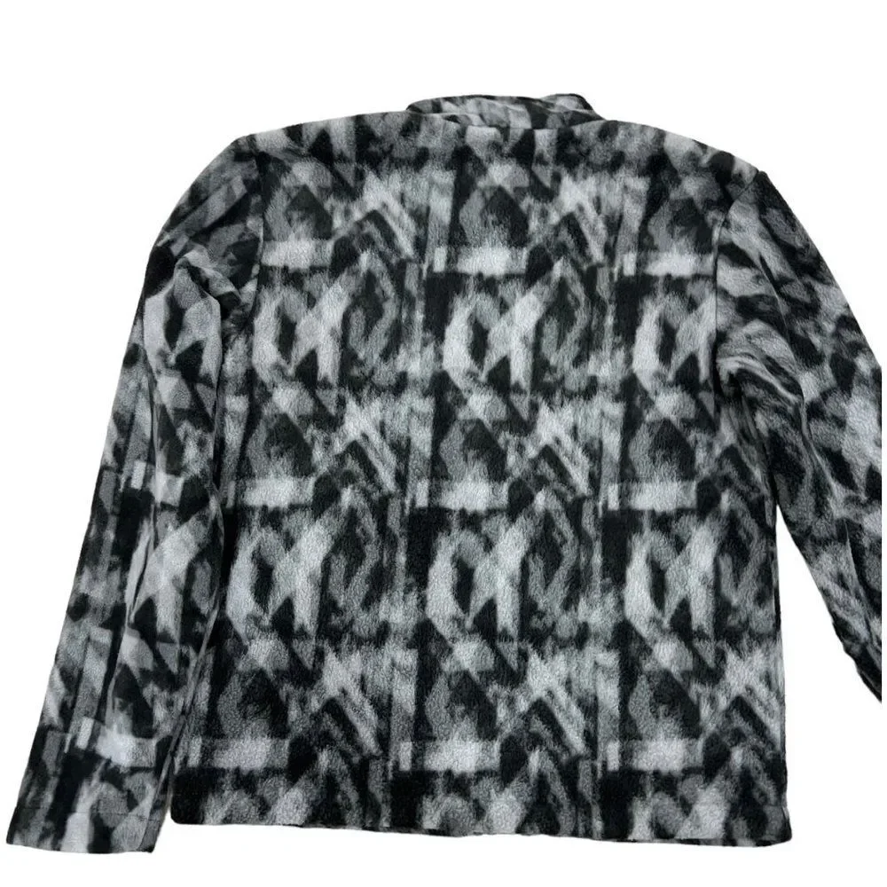 Eddie Bauer‎ Boys Size L (14/16) Fleece Jacket Gray Black Pattern